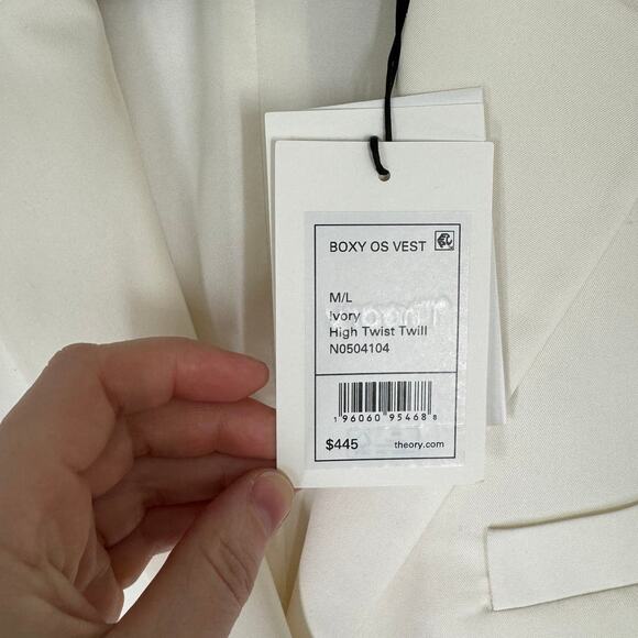 NWT Theory Boxy Oversized Vest Ivory High Twist Twill Medium Large - Picture 7 of 12